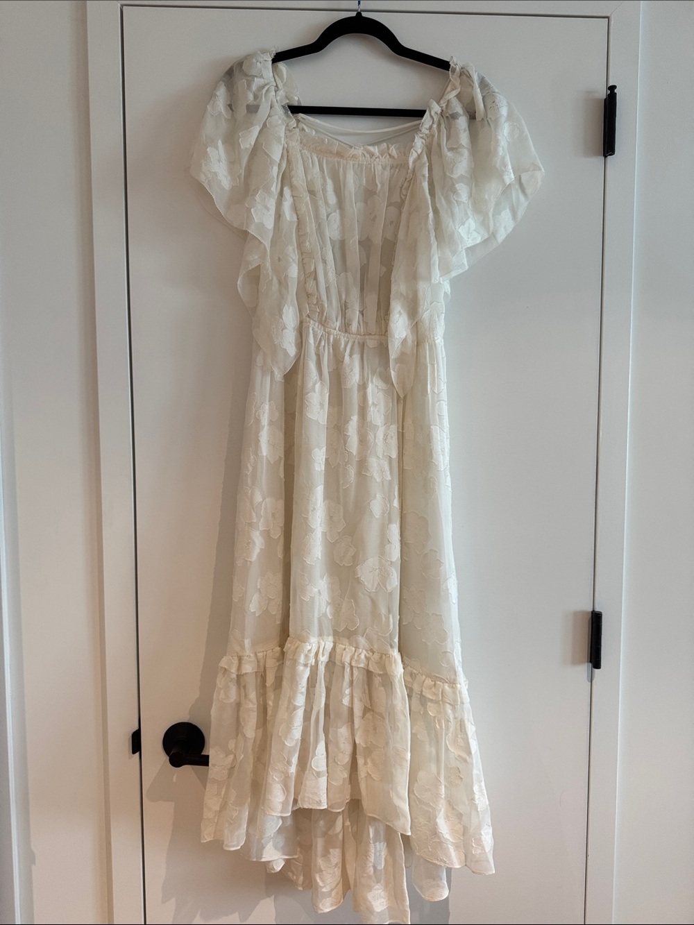Ulla Johnson Cream Floral Lace Ruffle Maxi Dress - Size 10